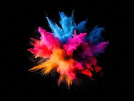 Vibrant explosion of colorful powder in dynamic patterns photo