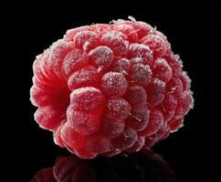 Fresh raspberry with frost detail for culinary use and food styling photo