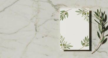 Elegant Olive Branch Invitation Card Mockup photo