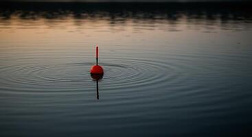 A red buoy floating in the water photo