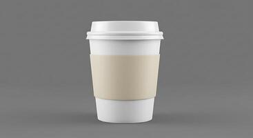 A white coffee cup with a lid on a gray background photo