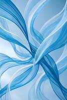 An abstract composition of swirling, translucent blue and white shapes creating a fluid and dynamic pattern on a blue background photo