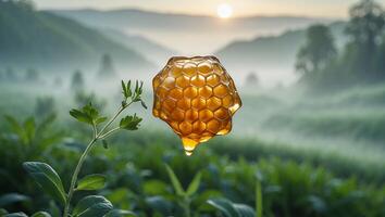 Honeycomb Dripping in Nature Scene photo