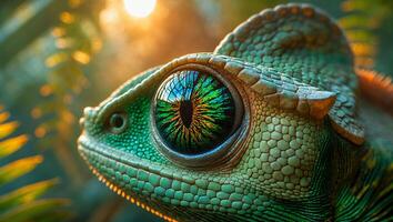 Close-up of a Chameleon with a Vibrant Eye photo