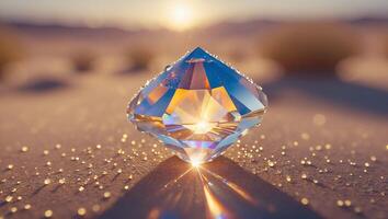Diamond in Sand Under Bright Sunlight photo