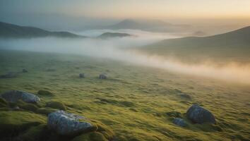 Fog in Mountain Valley Landscape photo