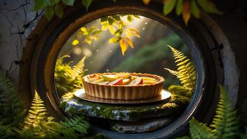 Apple Tart with Crust Outdoor in Nature photo