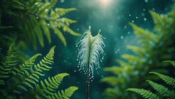 Fern and Dew Drops in Forest Nature Photography photo
