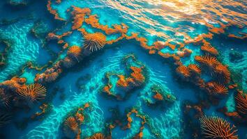Coral Reef Aerial View of Turquoise Water photo