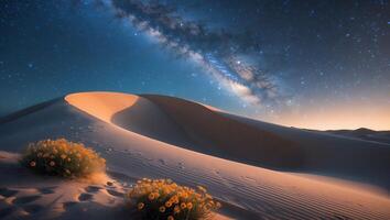 Desert Dune Under the Milky Way at Night photo