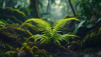 Bright Fern in Forest photo