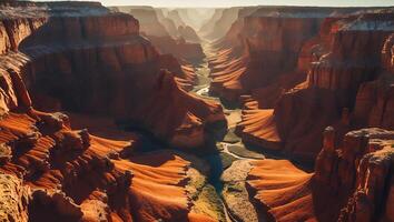 Grand Canyon Landscape of Orange Rock Formations and River photo