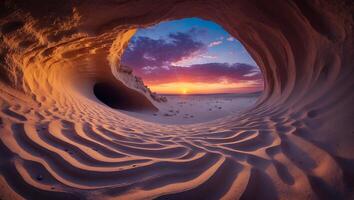 Sand Cave at Sunset in Desert Landscape photo
