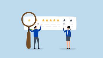 4k animation of marketing team observes and evaluates star ratings to enhance satisfaction. video