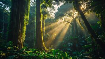 Lush Jungle Forest with Sunlight photo