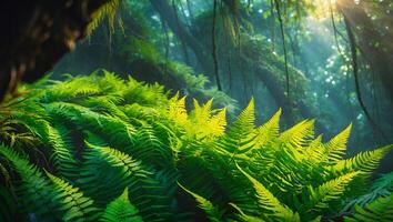 Bright Green Fern in a Forest photo