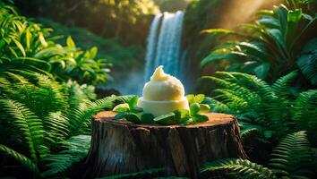 Sorbet Dessert with Mint in Jungle photo