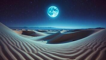Desert Night with Full Moon and Stars photo