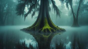 Swamp Tree in Misty Water photo