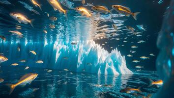 Fish Swimming Near Iceberg Underwater photo