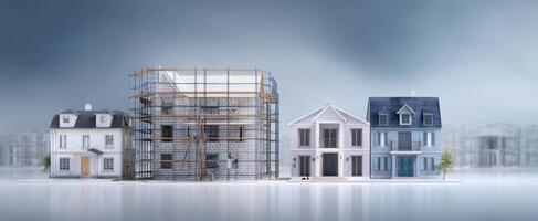 The progression of housing development showcasing modern architecture and construction. photo