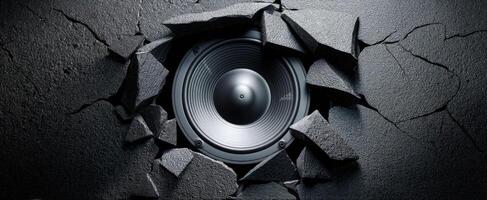 The Speaker Breaking Through a Cracked Wall with Power and Style photo