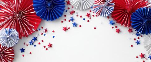 The vibrant decorations for a festive patriotic celebration event. photo