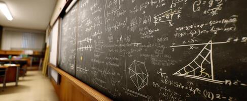 The Blackboard Filled with Complex Mathematical Equations and Diagrams photo