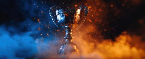 The stunning trophy adorned with vibrant colors and dramatic lighting effects. photo
