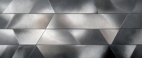 The Elegant Brushed Metal Wall with Geometric Pattern and Reflection photo