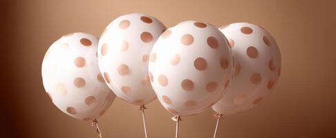 The Elegant Cluster of Rose Gold Dotted Balloons Against a Soft Background photo