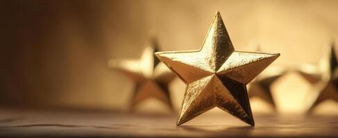 The Glimmering Golden Star Shining Brightly Against a Soft Background photo