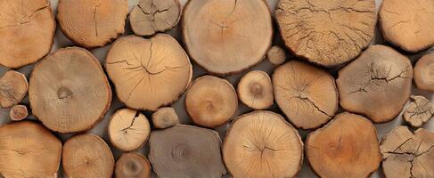 The Beautiful Arrangement of Natural Wooden Logs Displaying Unique Textures and Patterns photo