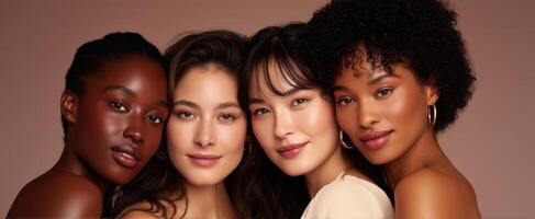 The beauty of diverse women showcasing friendship and empowerment together. photo