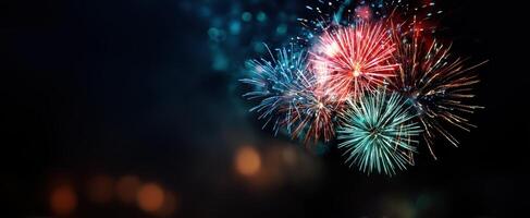 The Colorful Fireworks Display Illuminating the Night Sky in Celebration. photo