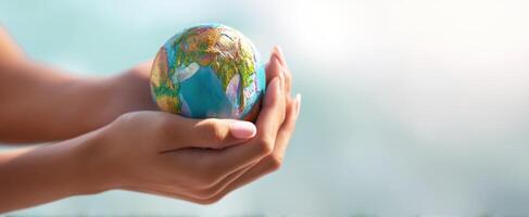 The Hands Supporting the Globe in a Symbol of Global Unity photo