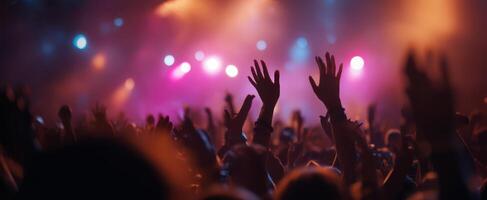 The Hands of a Thrilled Crowd at an Exciting Live Concert photo