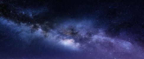 The breathtaking view of the Milky Way galaxy in a starry night sky. photo