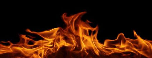 The Dynamic Flames Dancing Against a Black Background photo
