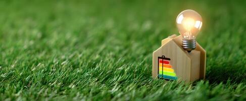 The Light Bulb in a House Symbolizing Energy Efficiency and Sustainability photo