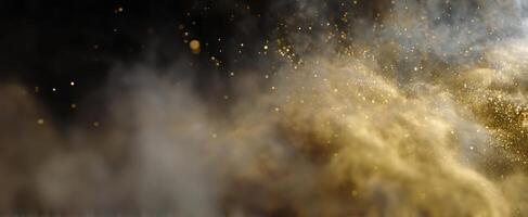 The mesmerizing display of golden dust particles swirling in the air. photo