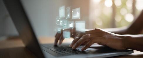 The Laptop Displaying Interactive Digital Interface for Data Analysis photo