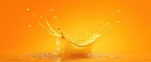 The vibrant splash of orange juice creating dynamic shapes on a surface. photo