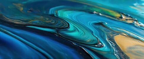 The vibrant blue and green abstract fluid art showcasing mesmerizing swirling patterns. photo