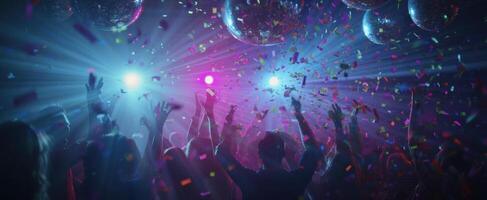 The vibrant celebration of life at a lively party with dancing and lights photo