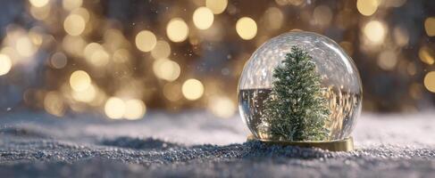 The enchanting snow globe with a miniature Christmas tree inside photo