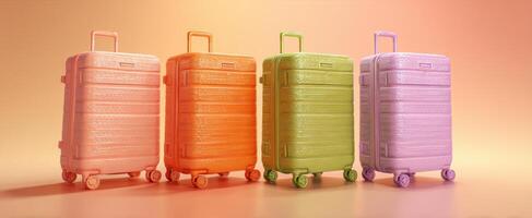 The colorful suitcases for modern travelers filled with style and adventure. photo