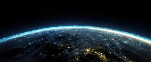 The Global Network Connecting Earth Through Digital Innovations at Night photo