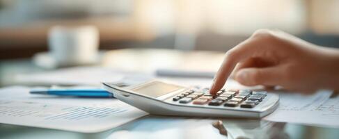 The calculator being used for financial calculations in a professional setting. photo