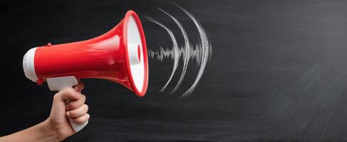 The megaphone amplifying voices in a communication setting. photo